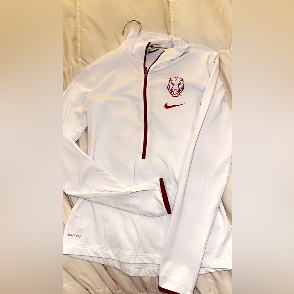Nike Dry-Fit White Jacket with Arkansas Details